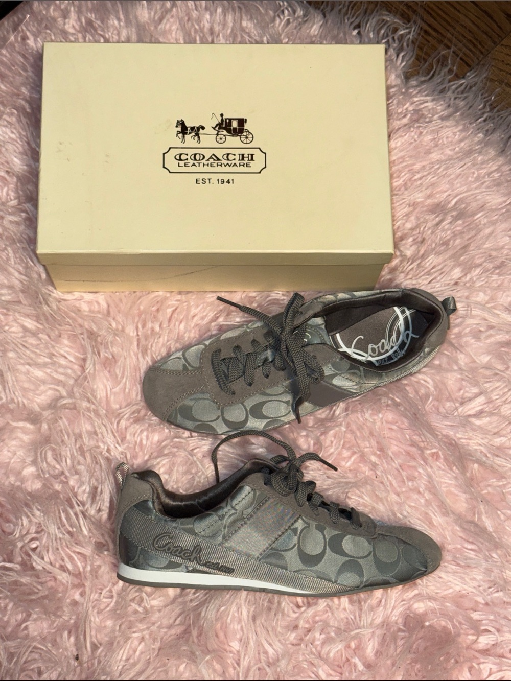 Coach Women's Gray Signature Logo Runner Sneakers